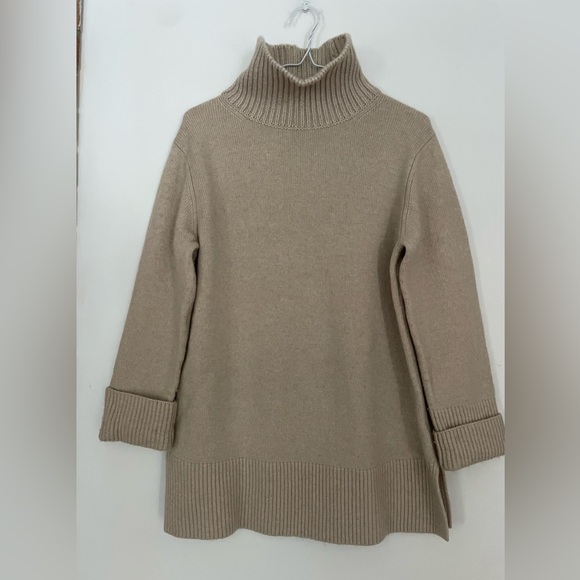 Vince beige Cowl Neck Sweater Mixed-Gauge Wool-Cashmere Turtleneck Tunic xs - Picture 6 of 9